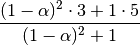 \frac{(1-\alpha)^2 \cdot 3 + 1 \cdot 5}{(1-\alpha)^2 + 1}